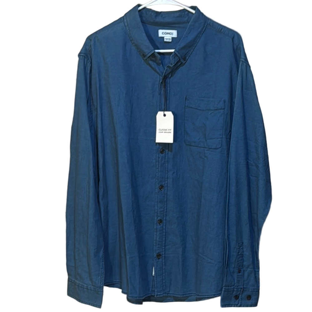 Como Blue Button Down Shirt Classic Collar XL Tall